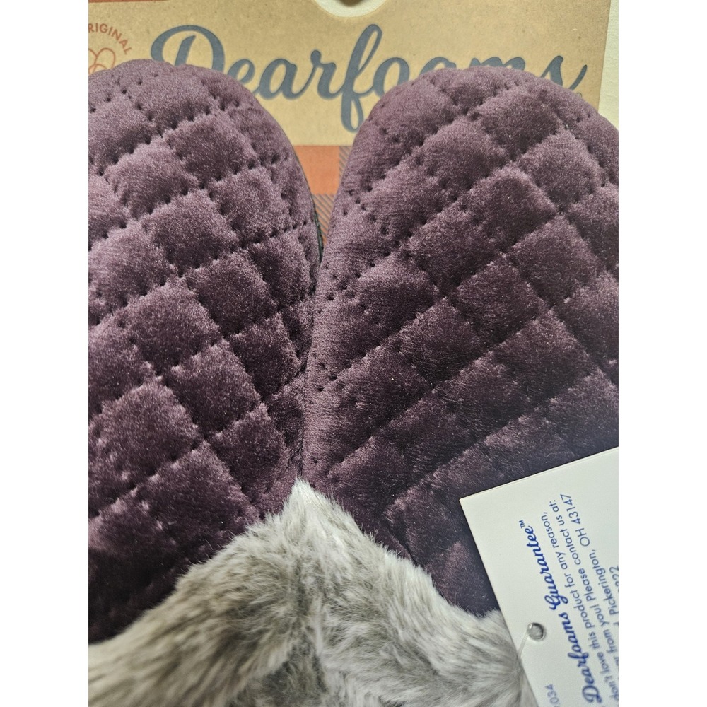 Dearfoams Womens Memory Foam Purple Quilted Clog Slippers Small 5-6 NEW - Picture 5 of 13